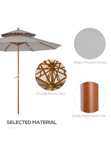 Outsunny 2.7 m Garden Parasol Umbrella, Double Tier Garden Umbrellas Outdoor Sun Umbrella