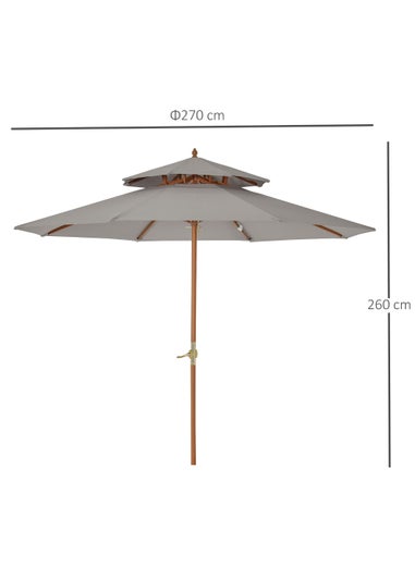 Outsunny 2.7 m Garden Parasol Umbrella, Double Tier Garden Umbrellas Outdoor Sun Umbrella