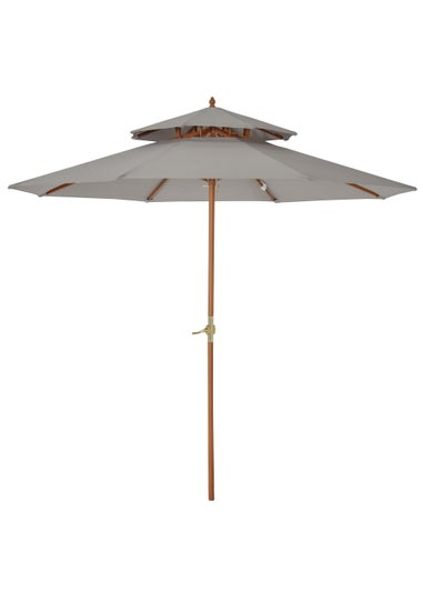 Outsunny 2.7 m Garden Parasol Umbrella, Double Tier Garden Umbrellas Outdoor Sun Umbrella