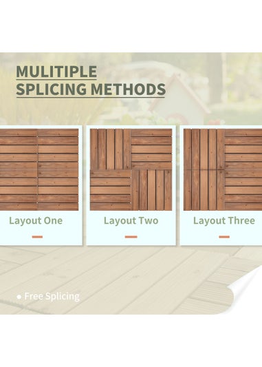 Outsunny 27 Piece Wood Interlock Floor Tiles (30cm x 30cm x 2.5cm)