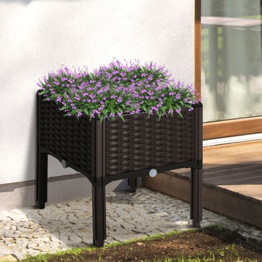 Outsunny Set of 1 26L Garden Raised Bed Elevated Patio Flower Plant Planter Box