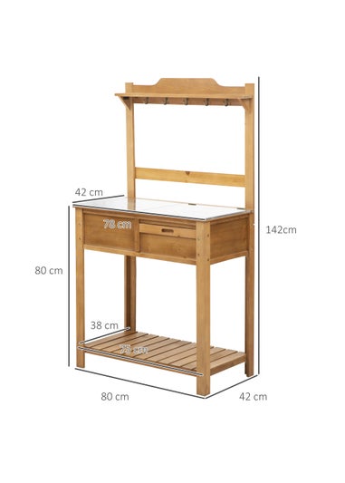 Outsunny Wooden Spacious Garden Potting Bench with Large Storage Space 80L x 42W x 142H cm