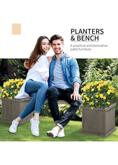 Outsunny Wooden Garden Bench Planter (176cm x 38cm x 40cm)