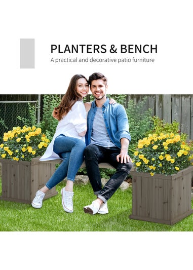 Outsunny Wooden Garden Bench Planter  (176cm x 38cm x 40cm)