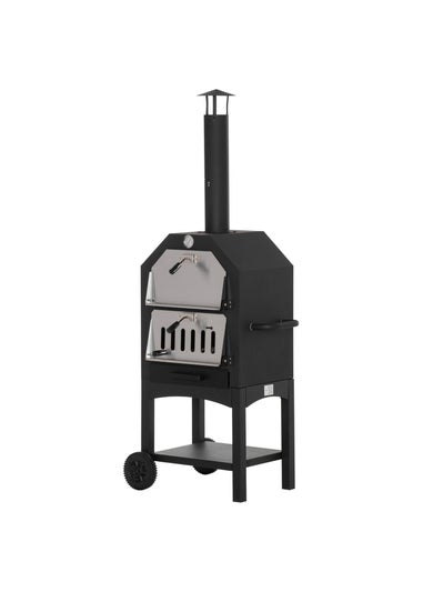 Outsunny Charcoal Tall Ovan Pizza Maker BBQ Grill Outdoor Picnic w/ Thermometer