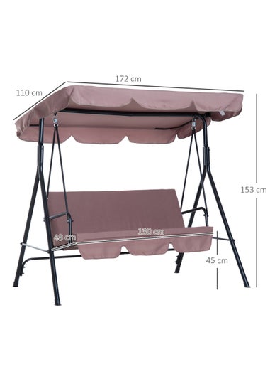 Outsunny Outdoor 3 Seat Canopy Swing Chair (172cm x 110cm x 153cm)