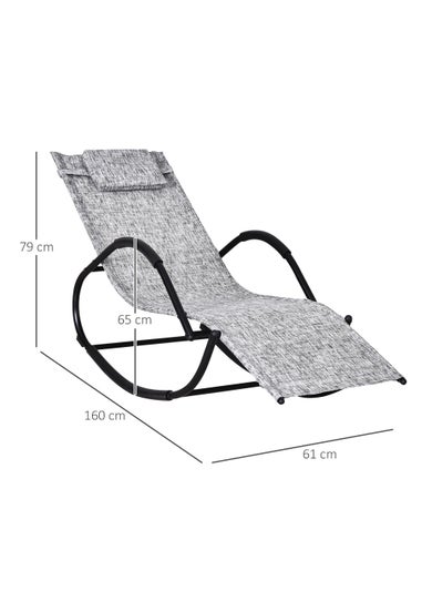 Outsunny Patio Texteline Rocking Lounge Chair Zero Gravity Rocker with Padded Pillow