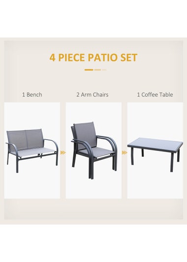 Outsunny 4 Piece Curved Steel Dining Set