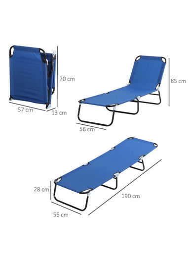 Outsunny 2 Piece Folding Sun Lounger Portable Recliner (190cm x 56cm x 28cm)