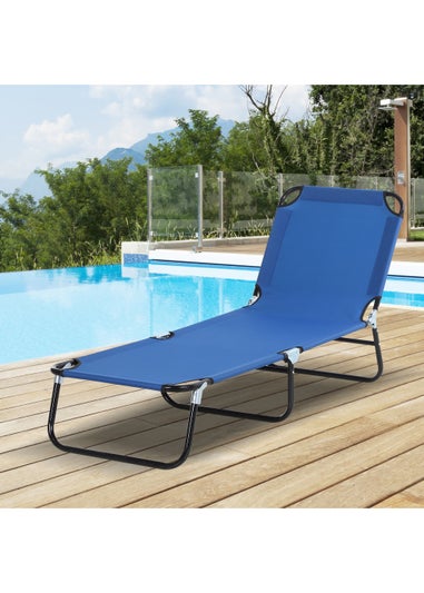 Outsunny 2 Piece Folding Sun Lounger Portable Recliner (190cm x 56cm x 28cm)