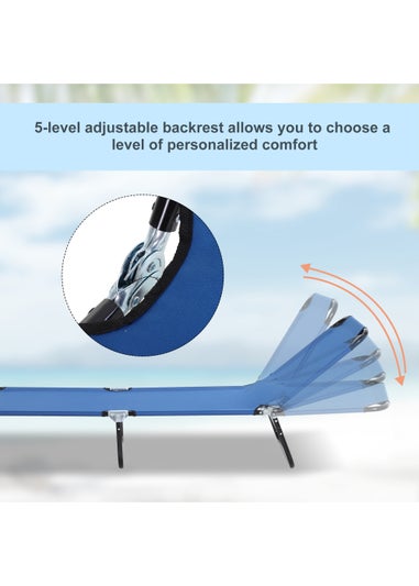 Outsunny 2 Piece Folding Sun Lounger Portable Recliner (190cm x 56cm x 28cm)