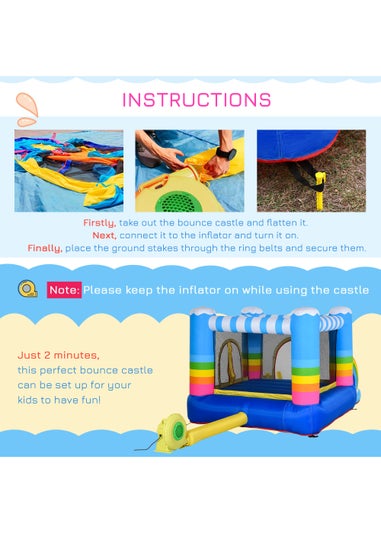 Outsunny Inflatable Rainbow Bouncy Castle (155cm x 280cm x 170cm)