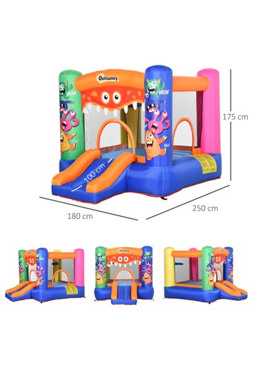 Outsunny Inflatable Monster Bouncy Castle (175cm x 250cm x 180cm)