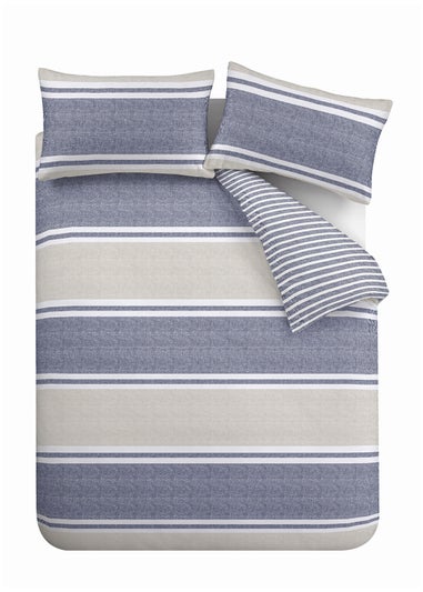 Catherine Lansfield Textured Banded Stripe Duvet Cover