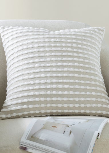 Catherine Lansfield Stab Stitch 43x43cm Cushion Natural