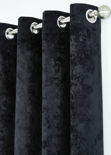 Catherine Lansfield Crushed Velvet Lined Eyelet Curtains
