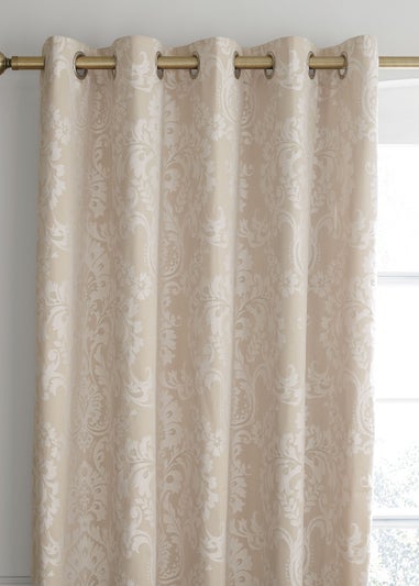 Catherine Lansfield Damask Jacquard Lined Eyelet Curtains