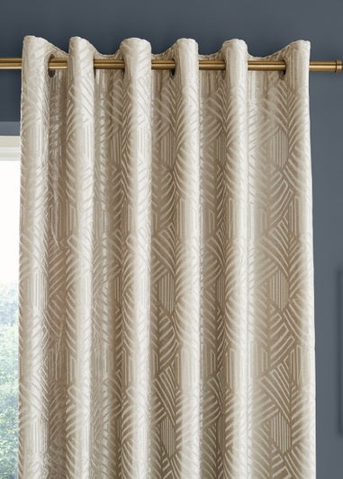 Catherine Lansfield Geo Cut Velvet Lined Eyelet Curtains