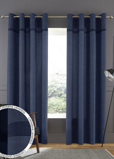 Catherine Lansfield Melville Woven Texture Eyelet Curtains