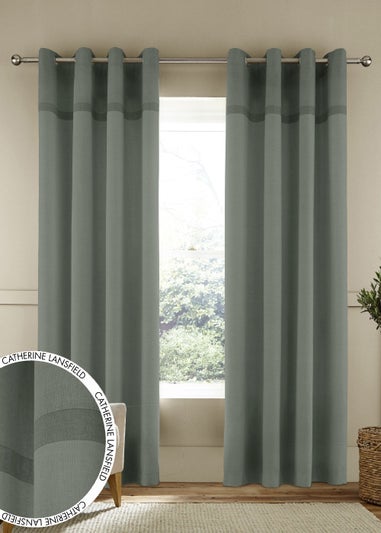 Catherine Lansfield Melville Woven Texture Eyelet Curtains