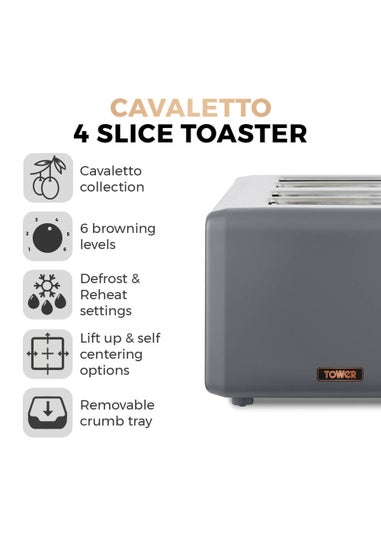 Cavaletto 4 Slice Stainless Steel Toaster