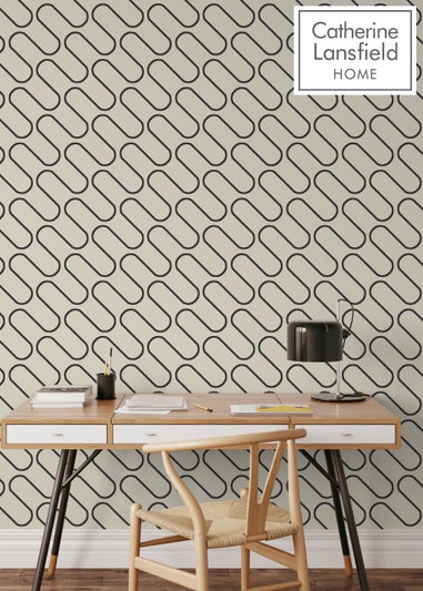 Catherine Lansfield Linear Curve Wallpaper