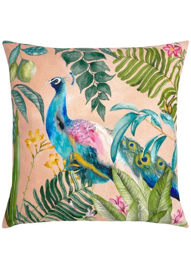 Evans Lichfield Peacock Outdoor Filled Cushion (43cm x 43cm x 8cm)