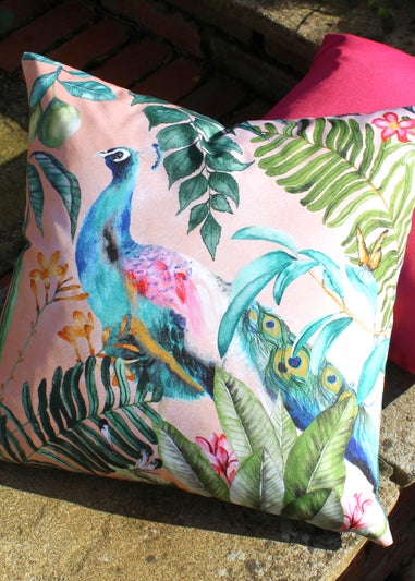 Evans Lichfield Peacock Outdoor Filled Cushion (43cm x 43cm x 8cm)