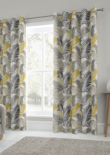 Fusion Tropical Curtains Yellow Eyelet Curtains