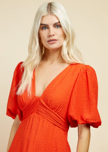 Little Mistress Orange Angel Sleeve Maxi Dress