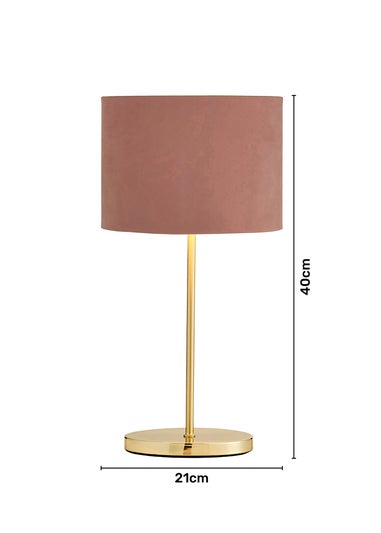 Inlight Blush Pink Velvet Stick Table Lamp (40cm x 16cm x 21cm)