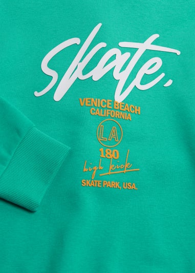 Boys Green Skate Sweatshirt & Shorts Set (4-13yrs)