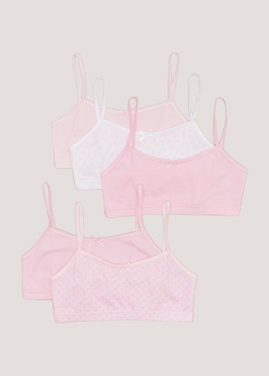 Girls 5 Pack Pink Plain & Floral Crop Tops (4-13yrs)