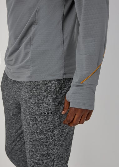 Souluxe Grey & Orange Half Zip Sports Sweatshirt