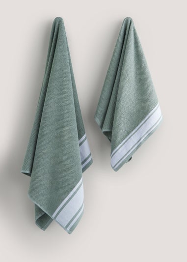 2 Pack Green Bale 100% Cotton Towels