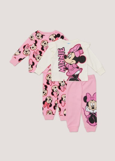 Kids 2 Pack Pink Disney Minnie Mouse Oversized Pyjama Sets (6mths-7yrs)