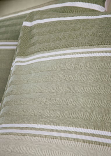 Green Seersucker Stripe Duvet Cover