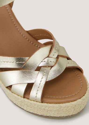 Gold Leather Espadrille Wedges Matalan