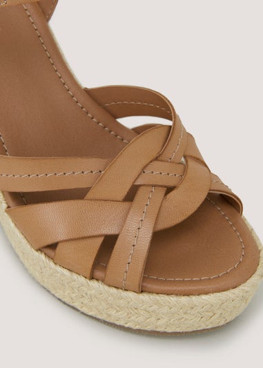 Tan Leather Espadrille Wedges