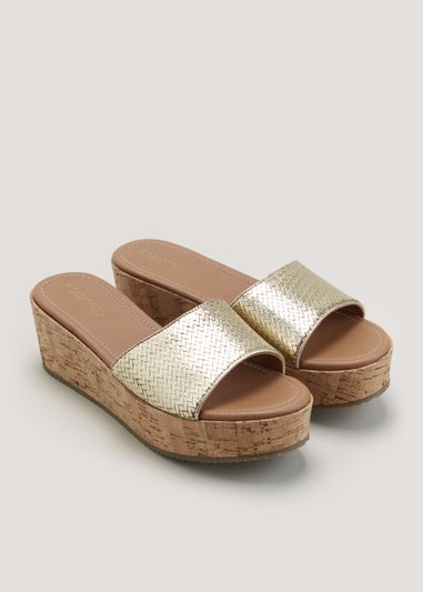 Gold Cork Mules