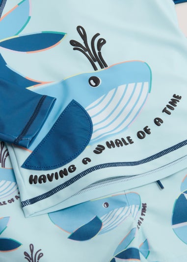 Boys Blue Whale Print Rash Vest & Shorts Set (9mths-6yrs)