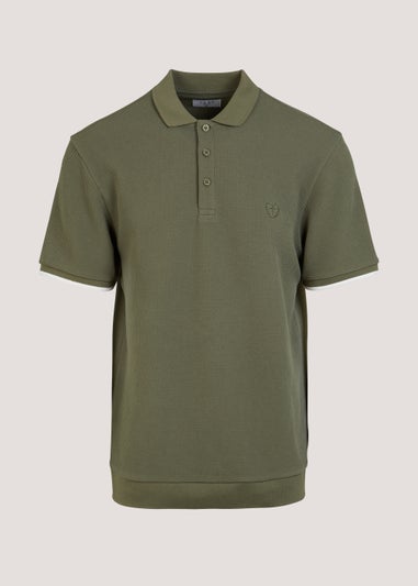 Khaki Textured Ribbed Polo Shirt