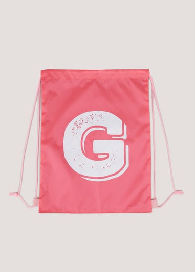 Kids Pink Alphabet Drawstring Bag