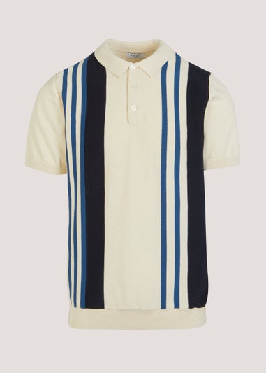 White Vertical Panel Polo Shirt