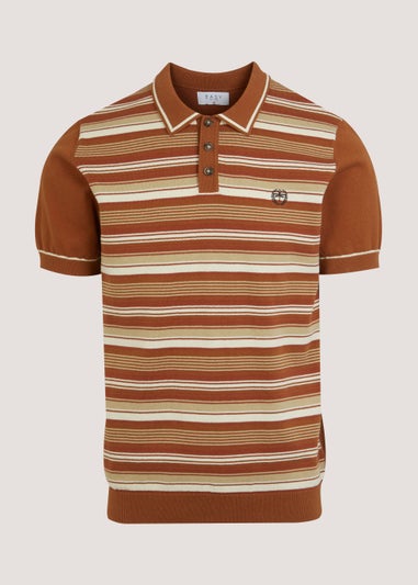 Rust Stripe Print Polo Shirt