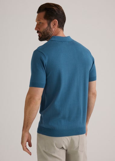 Blue Textured Polo Shirt