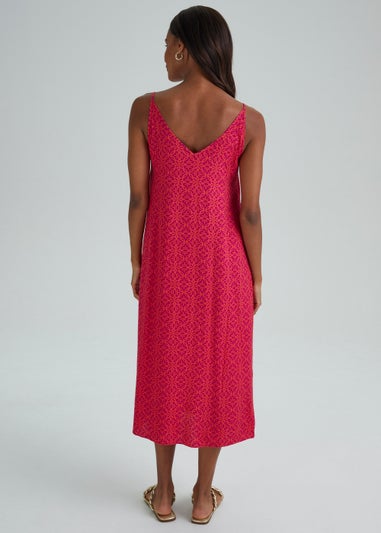 Pink Tile Print Viscose Cami Dress