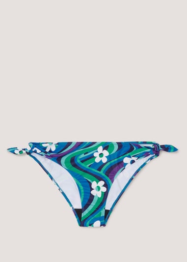 Multicoloured Swirl Print Twist Bikini Bottoms