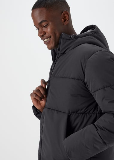 Navy Mid Length Showerproof Puffer Coat