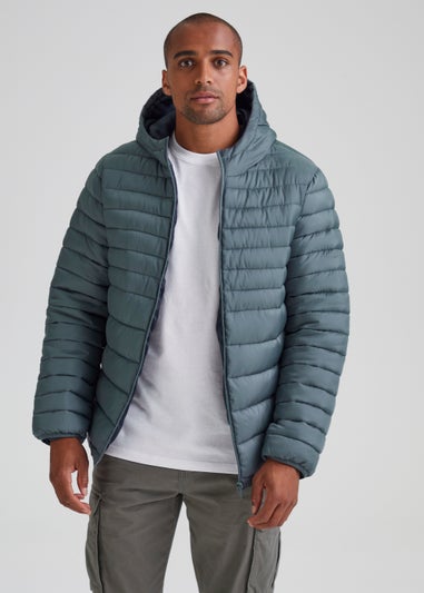 Blue Hooded Puffer Coat - Small